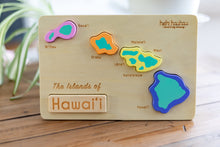 Load image into Gallery viewer, Completed wooden puzzle of the Hawaiian island chain with all 5 pieces