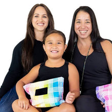 Load image into Gallery viewer, Three women sitting together holding the Aloha pouch