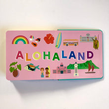 Load image into Gallery viewer, ALOHALAND book open to a spread reading "ALOHALAND"