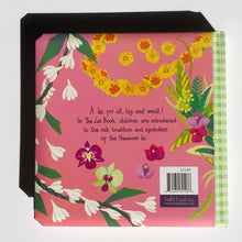 Load image into Gallery viewer, Pink back cover of "The Lei Book" with illustrations of ilima and pikake leis