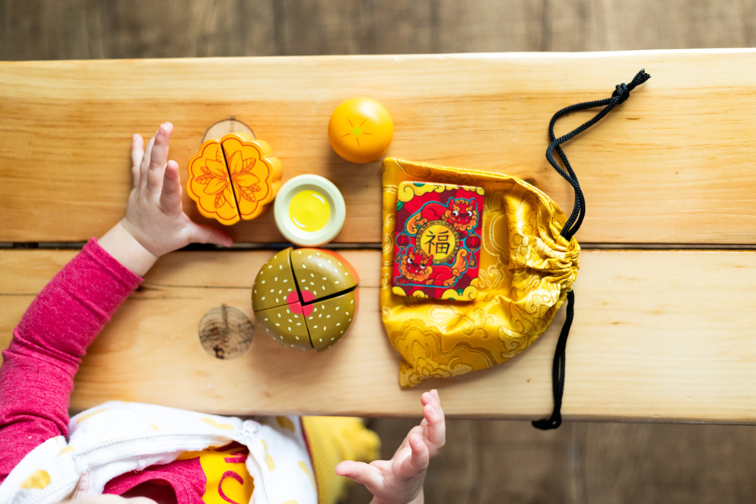 Chinese themed wooden play food toys