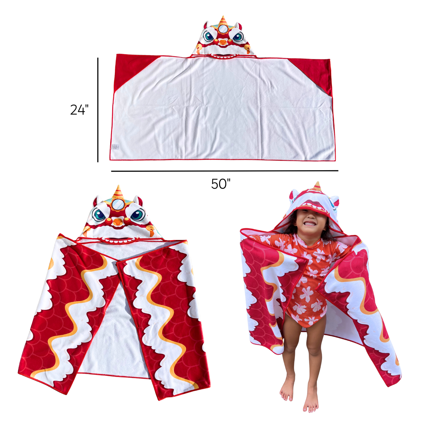 Lucky Lion Hooded Towel