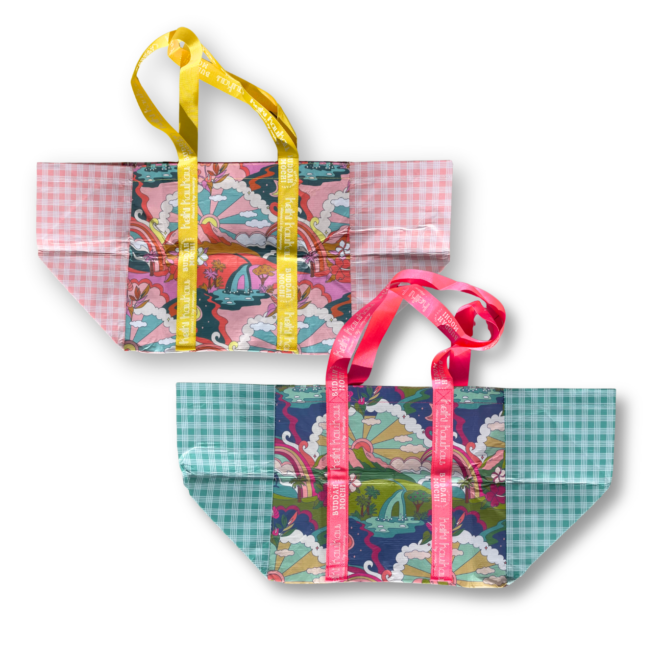 Two retro print totes