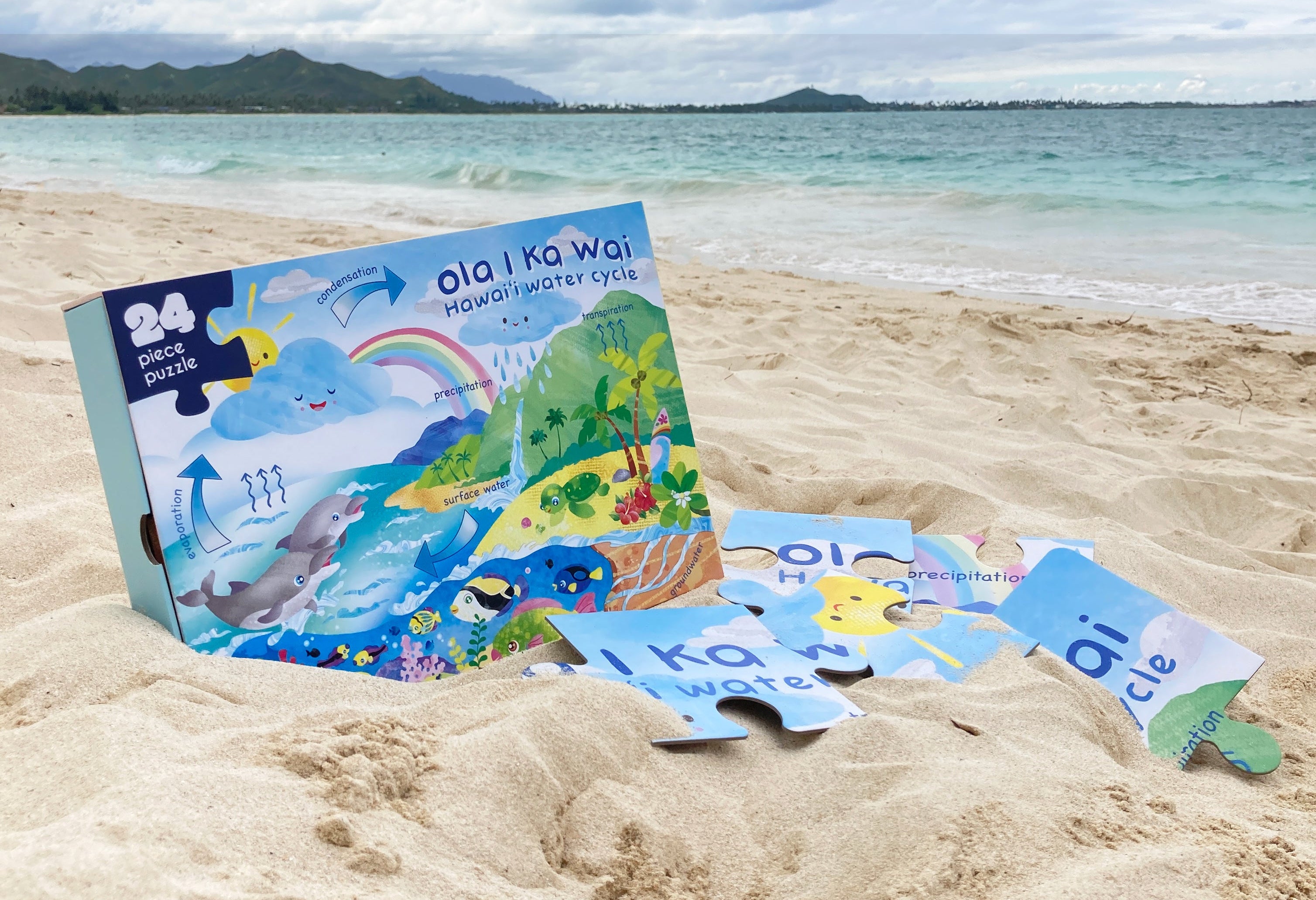 children's puzzle on beach