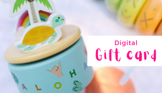 Picture of ALOHALAND music box overlayed with text reading "Digital Gift Card"